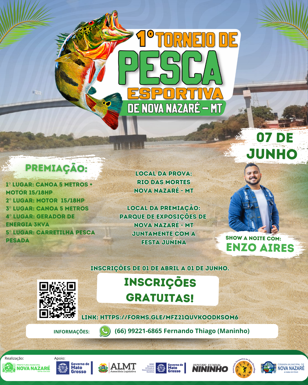 Inscrições Abertas para o 1º Torneio de Pesca Esportiva de Nova Nazaré – MT
